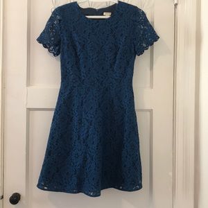 Blue lace fit and flare dress